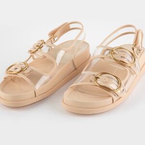 Dolce Vita Starla Beige Sandals with Gold Accents